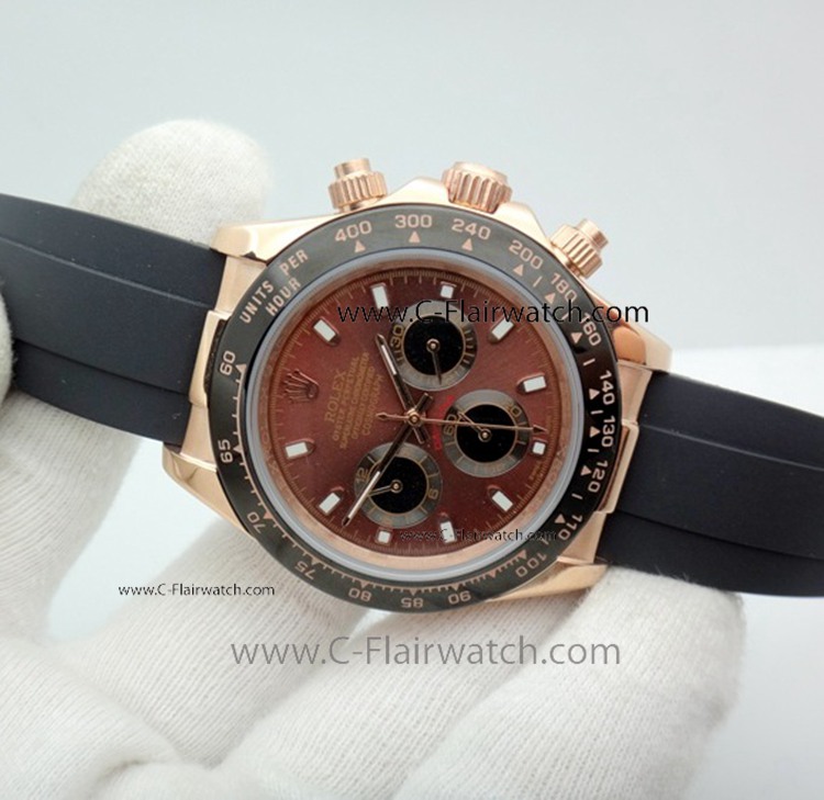 Rose Gold Oysterflex Rubber Strap for Rolex Daytona Watch Rose Gold Oysterflex Rubber Strap for Rolex Daytona Watch